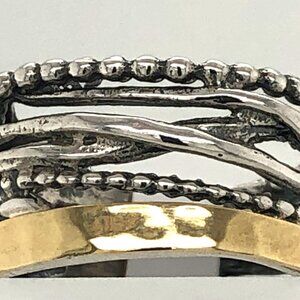 14KY & Sterling Silver Designer Ring   Sz 8